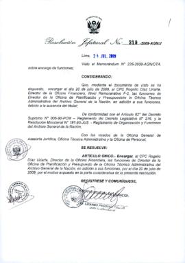 Resolución Jefatural N° 319-2009-AGN/J