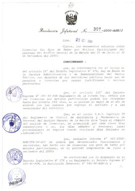 Resolución Jefatural N° 397-2000/AGN/J