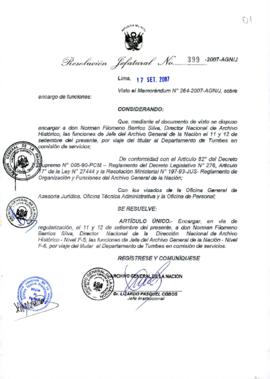 Resolución Jefatural N° 399-2007-AGN/J