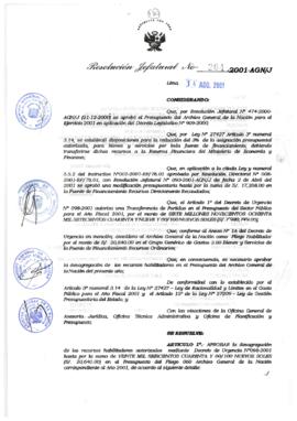 Resolución Jefatural N° 264-2001/AGN/J