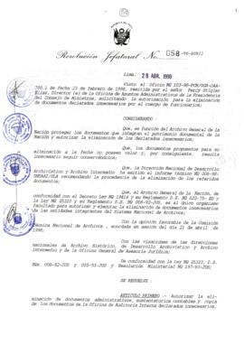 Resolución Jefatural N° 058-1998/AGN/J
