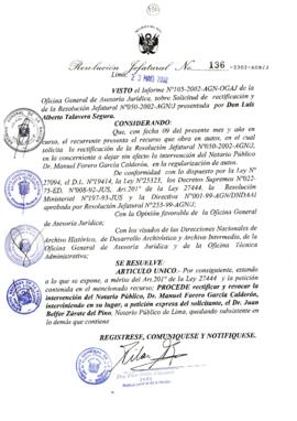 Resolución Jefatural N° 136-2002/AGN/J