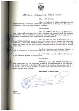 Resolución Jefatural N° 052-1983/AGN/J