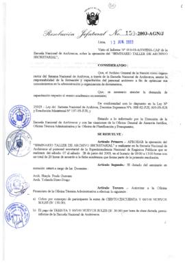 Resolución Jefatural N° 150-2003-AGN/J