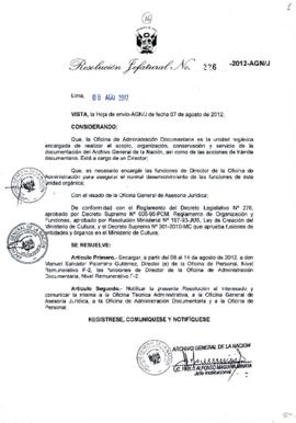 Resolución Jefatural N° 226-2012-AGN/J