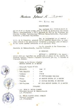 Resolución Jefatural N° 007-1993/AGN/J