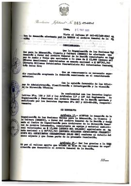 Resolución Jefatural N° 065-1985/AGN/J