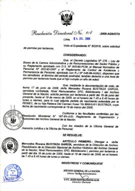 Resolución Directoral N° 018-2008-AGN/OTA