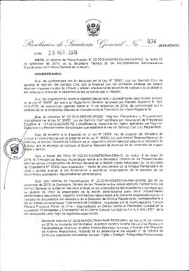 Resolución de Secretaría General N° 034-2019-AGN/SG