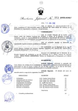 Resolución Jefatural N° 163-2002/AGN/J