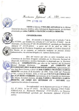 Resolución Jefatural N° 060-2002/AGN/J