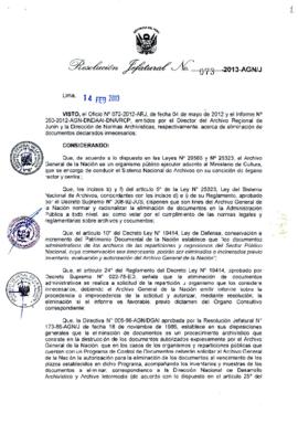 Resolución Jefatural N° 073-2013-AGN/J
