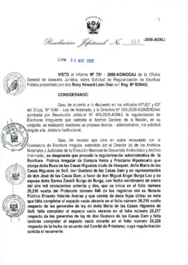 Resolución Jefatural N° 517-2009-AGN/J
