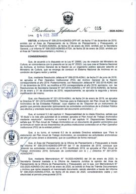 Resolución Jefatural N° 015-2020-AGN/J