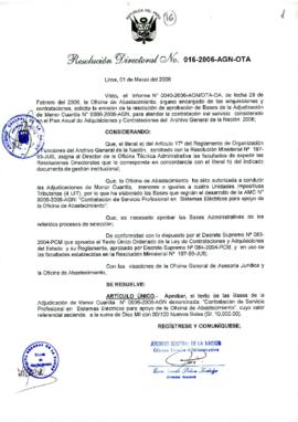 Resolución Directoral N° 016-2006-AGN/OTA