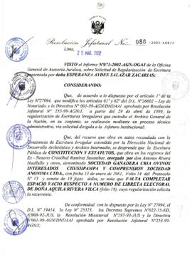 Resolución Jefatural N° 086-2002/AGN/J