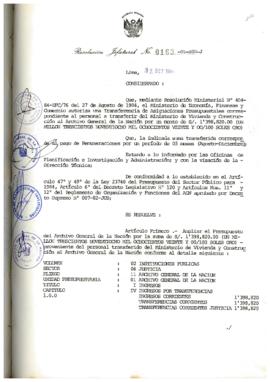 Resolución Jefatural N° 163-1984/AGN/J