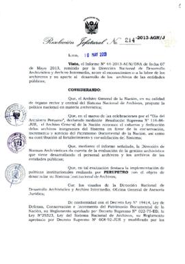 Resolución Jefatural N° 214-2013-AGN/J