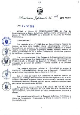 Resolución Jefatural N° 027-2019-AGN/J