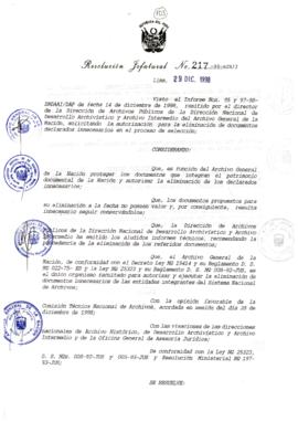 Resolución Jefatural N° 217-1998/AGN/J