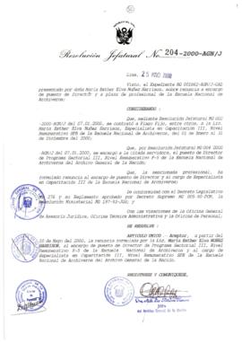 Resolución Jefatural N° 204-2000/AGN/J