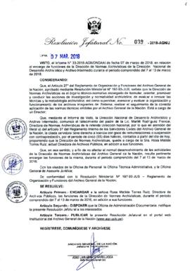 Resolución Jefatural N° 039-2018-AGN/J
