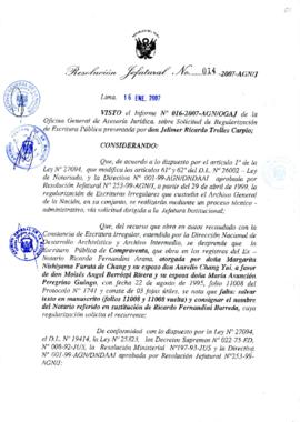 Resolución Jefatural N° 014-2007-AGN/J