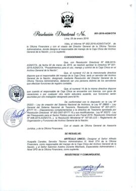 Resolución Directoral N° 001-2016-AGN/OTA