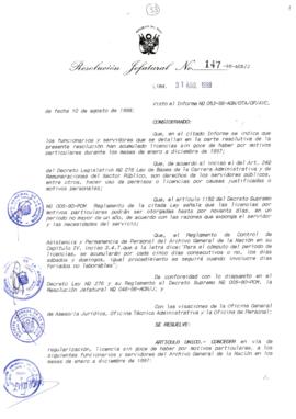 Resolución Jefatural N° 147-1998/AGN/J