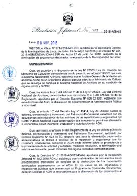 Resolución Jefatural N° 261-2018-AGN/J