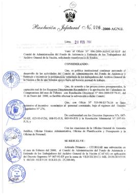Resolución Jefatural N° 076-2000/AGN/J