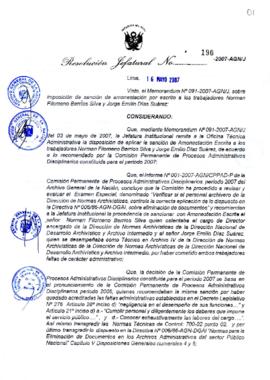Resolución Jefatural N° 190-2007-AGN/J