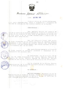 Resolución Jefatural N° 050-1995/AGN/J