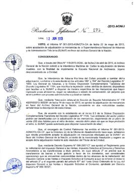 Resolución Jefatural N° 275-2013-AGN/J