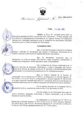 Resolución Jefatural N° 404-2005-AGN/J