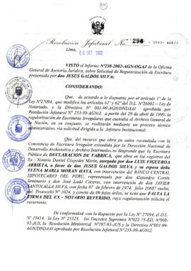 Resolución Jefatural N° 294-2002/AGN/J