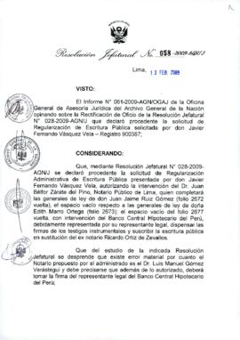 Resolución Jefatural N° 058-2009-AGN/J