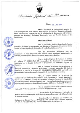 Resolución Jefatural N° 219-2004-AGN/J