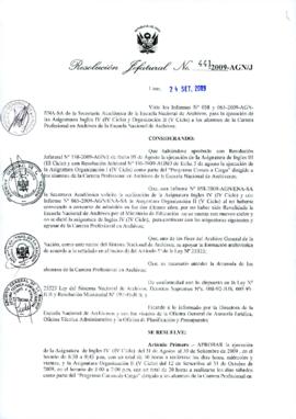 Resolución Jefatural N° 441-2009-AGN/J