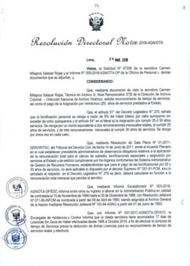 Resolución Directoral N° 016-2018-AGN/OTA