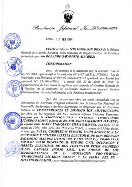 Resolución Jefatural N° 038-2004-AGN/J