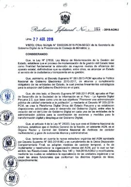 Resolución Jefatural N° 188-2018-AGN/J