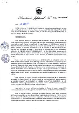 Resolución Jefatural N° 453-2013-AGN/J