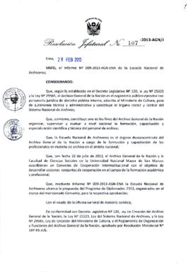 Resolución Jefatural N° 107-2013-AGN/J