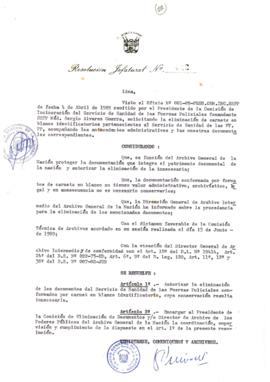 Resolución Jefatural N° 022-1989/AGN/J