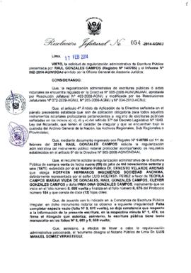 Resolución Jefatural N° 054-2014-AGN/J