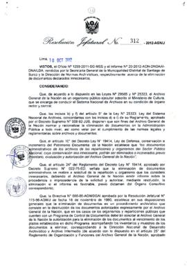 Resolución Jefatural N° 312-2012-AGN/J