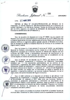 Resolución Jefatural N° 094-2019-AGN/J