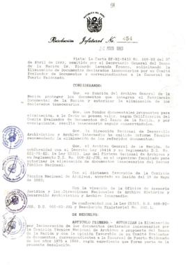 Resolución Jefatural N° 054-1993/AGN/J