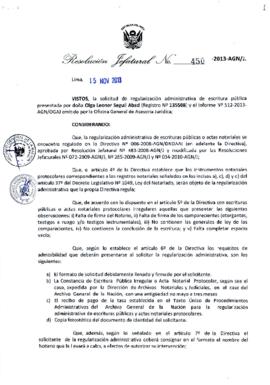Resolución Jefatural N° 450-2013-AGN/J